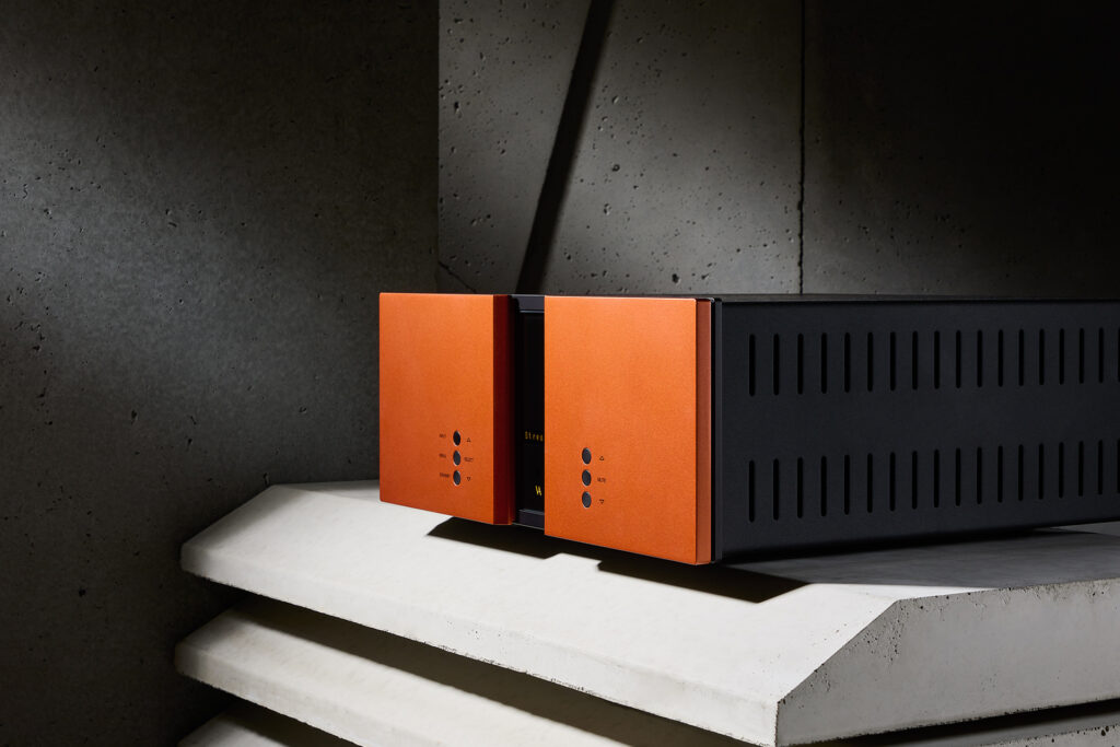 The Vitus Audio RI-101 Mk.II in a striking orange finish.