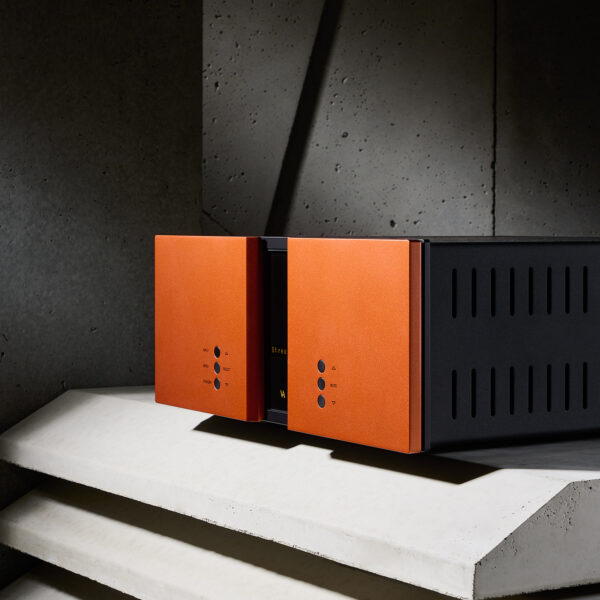 The Vitus Audio RI-101 Mk.II in a striking orange finish.