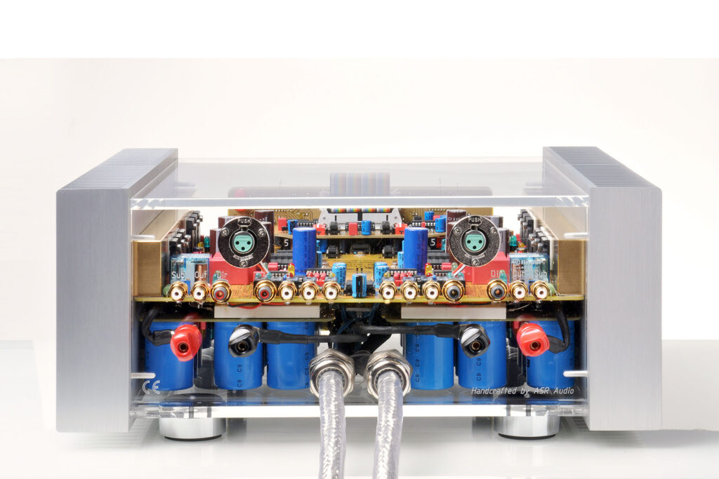 A look at the rear panel of the clear version of the ASR Emitter 1 integrated amp.