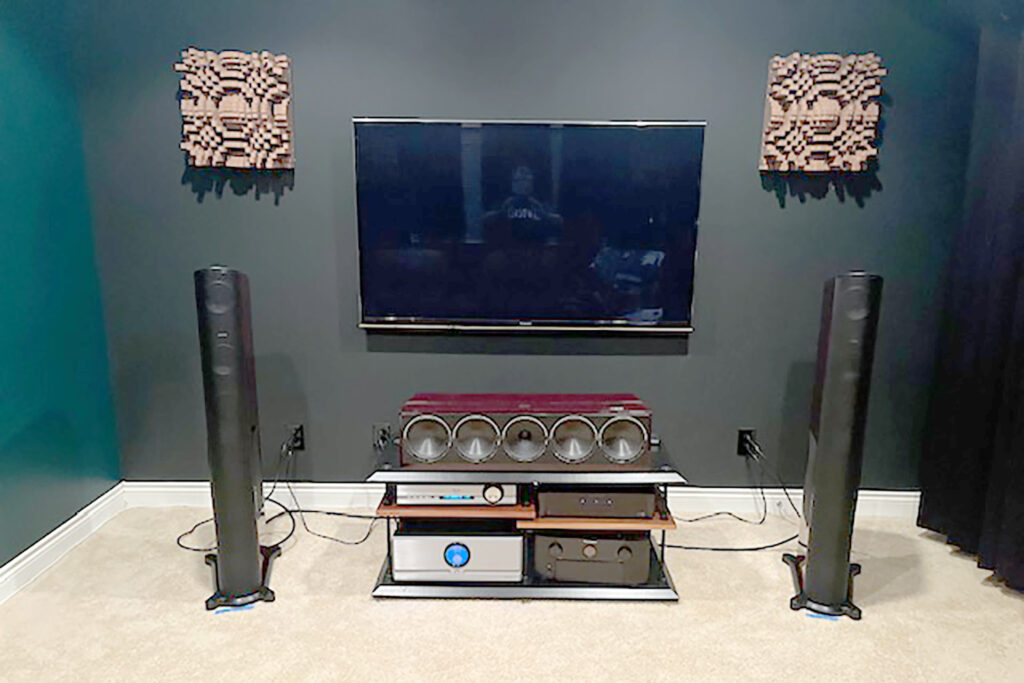 The GoldenEar T66 speakers installed in Doug Peot's audiophile listening room.
