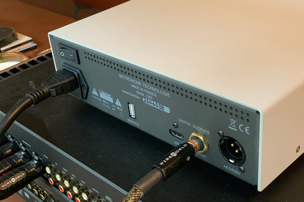 A look at the rear of the Metronome DST CD transport from Jim Swantko's home.