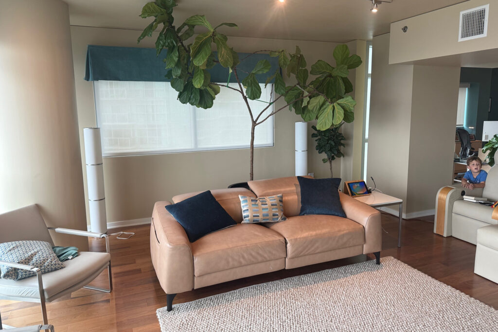 A look at the seating position of Jerry's new listening room.