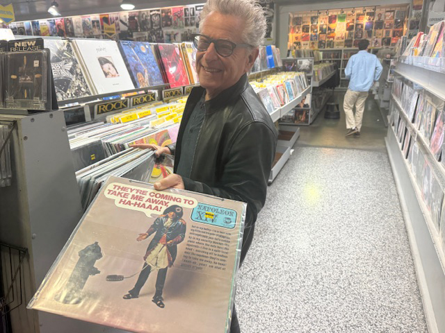 They're coming to take him away (ha-ha) - Michael Fremmer is vinyl shopping with Jerry Del Colliano at Amoeba Records in Berkeley, California.