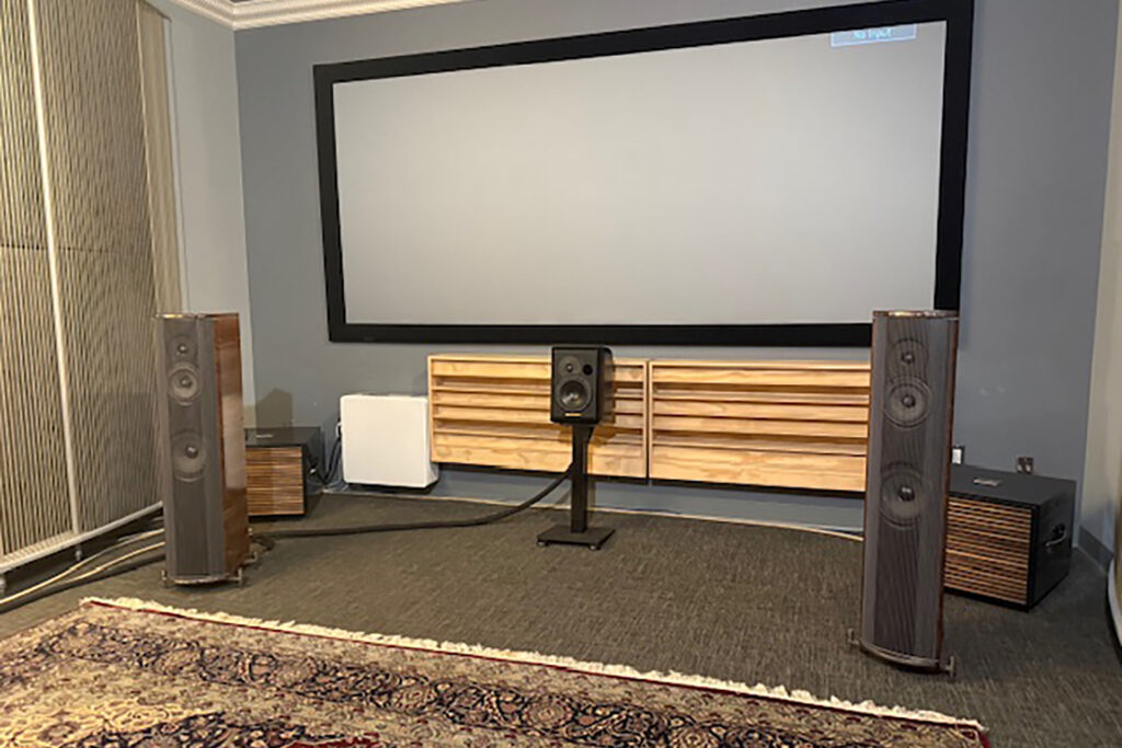 The main listening room at REL's headquarters.