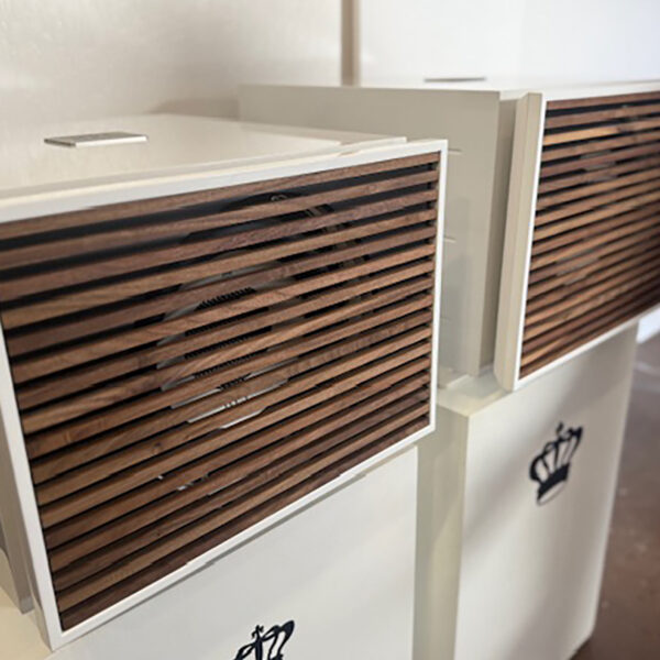 Serie S Subwoofers with their unique slat designed (optional) grills.