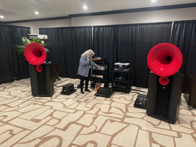 Avantegarde Horn Speakers from Germany in a stunning red finish at Capital Audiofest 2025