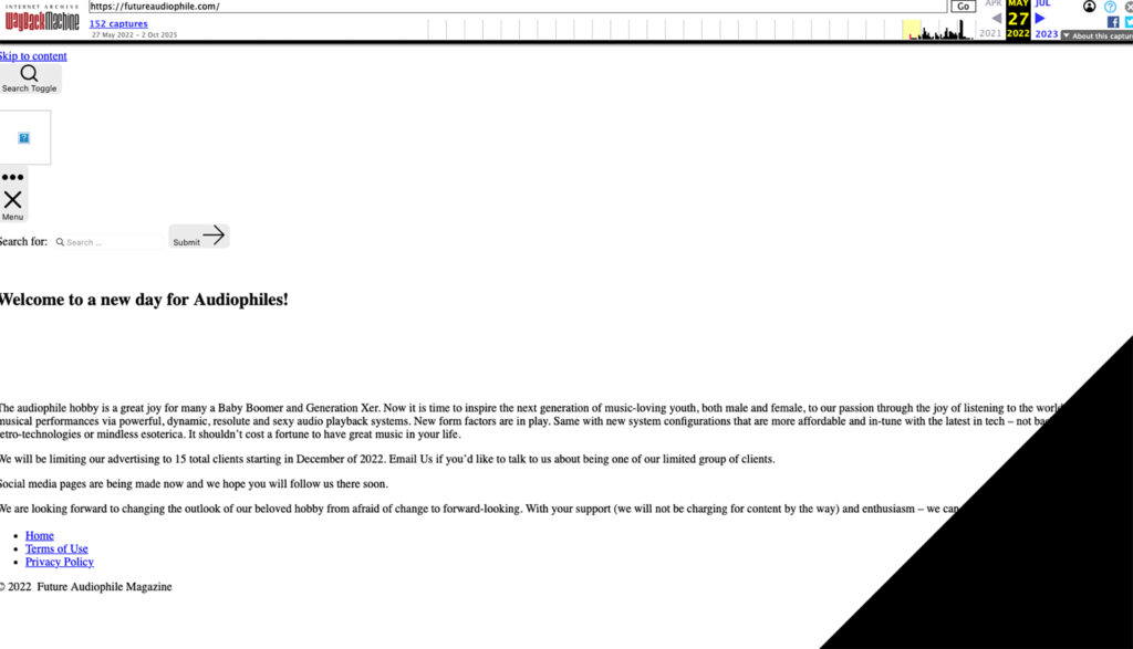 Here is a look at our pre-launch page before FutureAudiophile.com went live three years ago. 