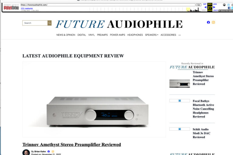 Thank you Wayback Machine. Here's the first screenshot of FutureAudiophile.com from November 2022.