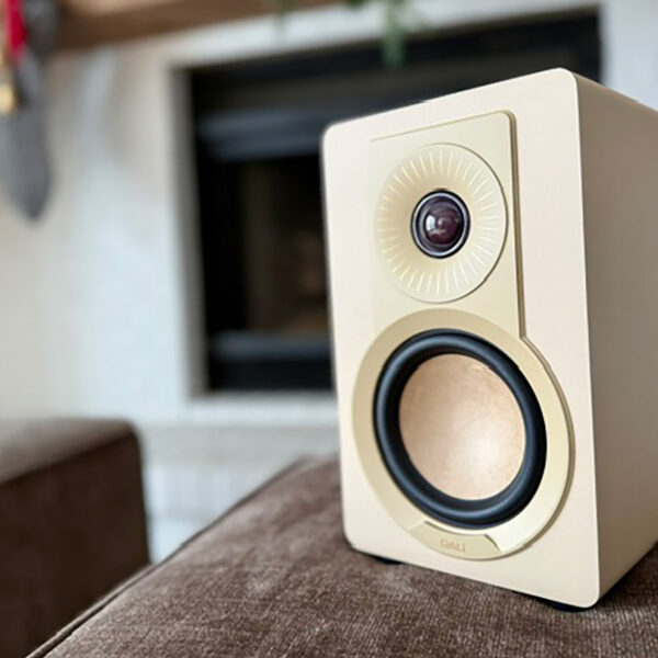 The DALI Cupid speakers dressed up for Christmas at Eric Forst's house.