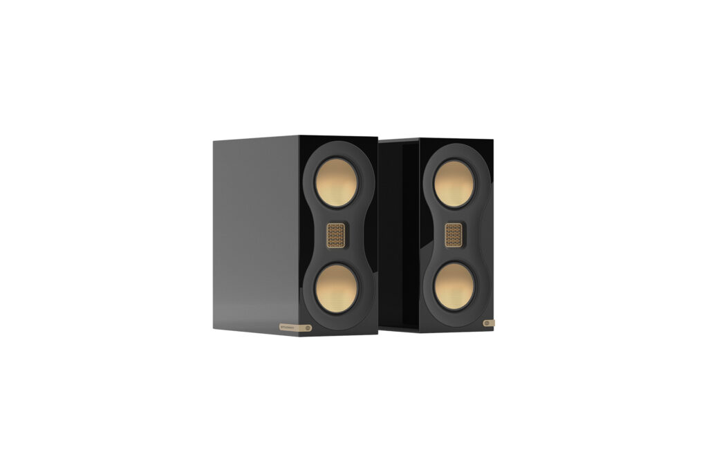 A pair of Monitor Audio Studio 98 speakers.