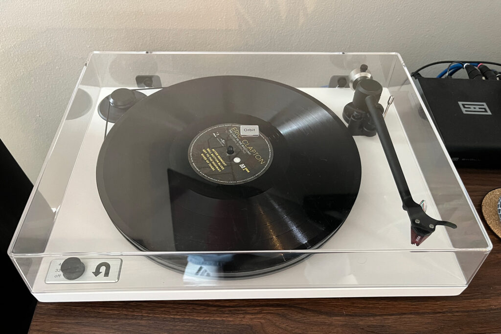 The dust covers is protecting the U-Turn Audio Orbit Special at Andrew Dewhirst's place.