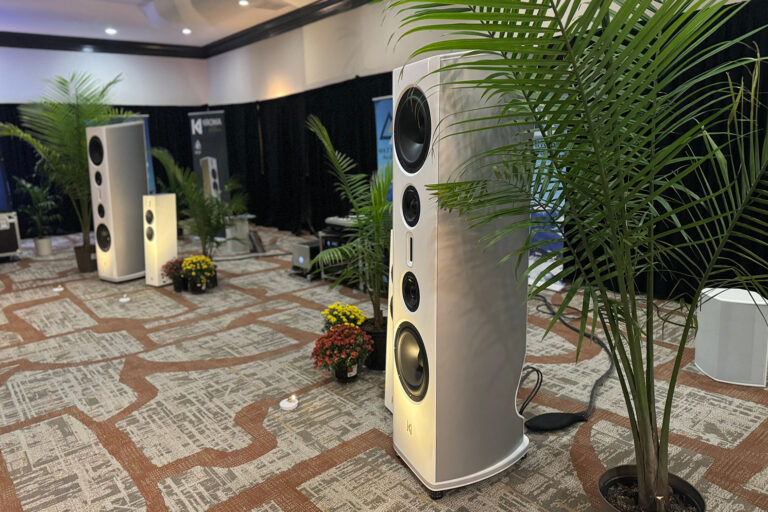 Really cook Kharma speakers well-placed at a recent audiophile show.