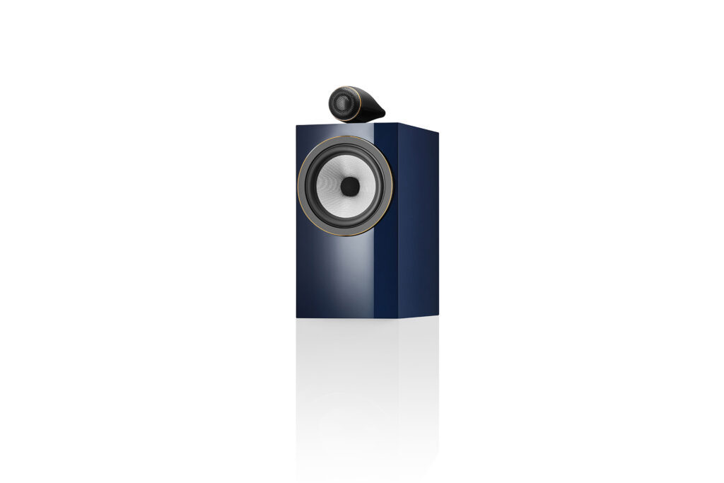 A single Bowers 7 Wilkins 705 Signature speaker in blue.
