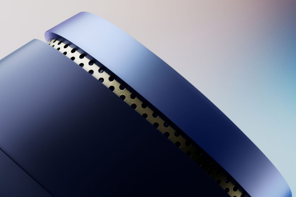 A close up of the Bowers & Wilkins Pi8 earbuds in blue