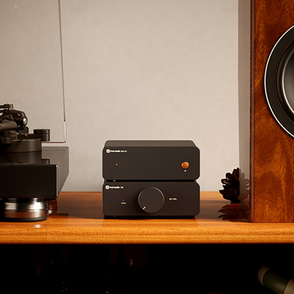 The Fosi Box X5 phonostage in a slick little vinyl-first system.