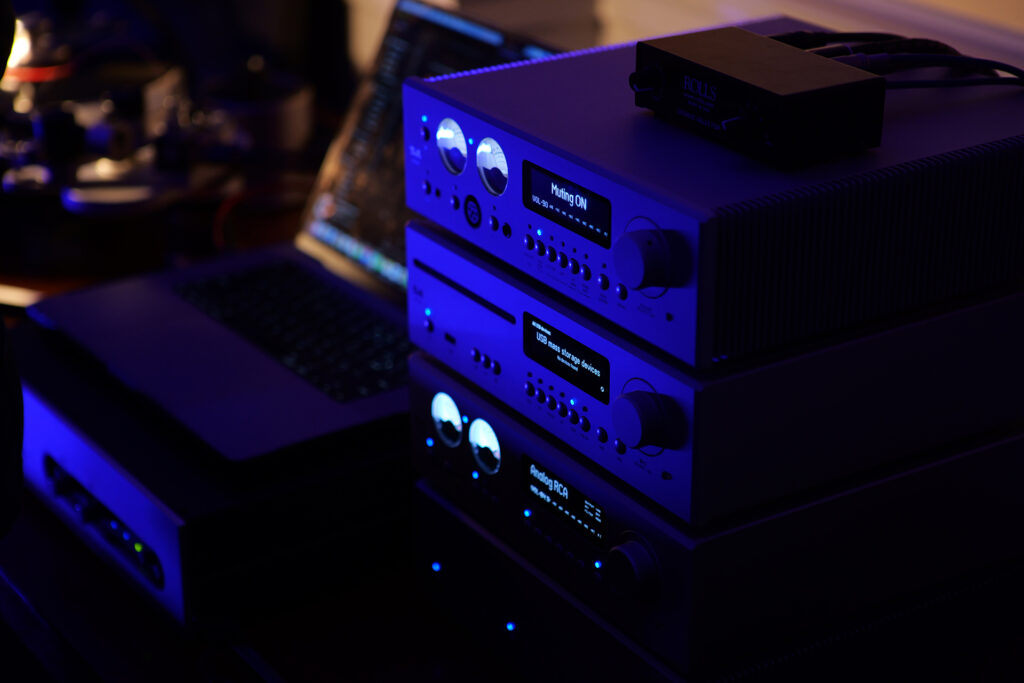 A stack of T+A 200 Series Electronics on display at Harvard.  Music students will explore vinyl, Qobuz and other formats for years on this system.