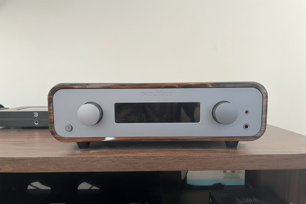 The Peachtree Audio Carina X integrated amp on display at Andrew Dewhirst's place.