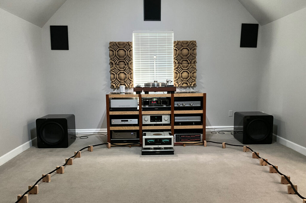 A pair of SVS SB17 subwoofers installed in Paul Wilson's reference system.