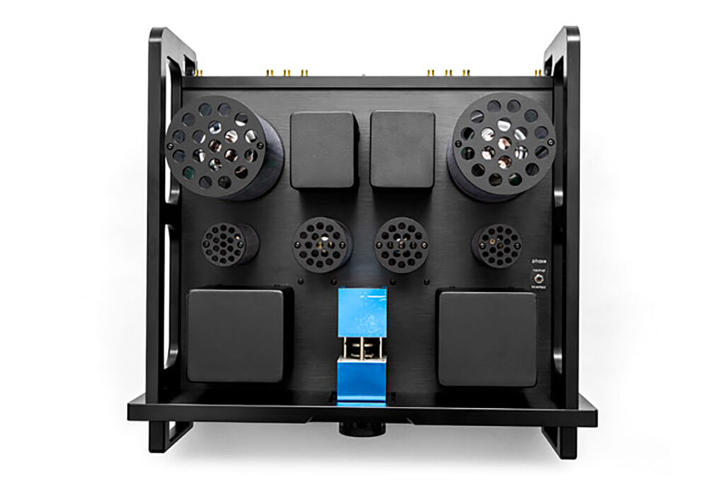 A top-down view of the Allnic L-7000 stereo preamp.