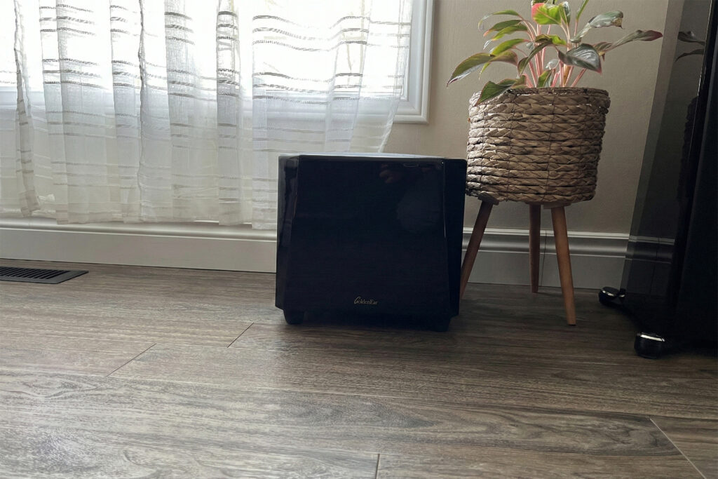 The GoldenEar SuperSub X at Andrew Dewhirst's home in Canada.