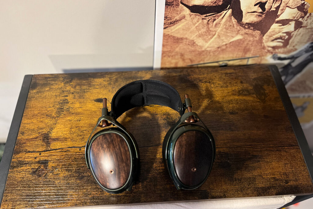 The Meza Strda headphones after a listening session at Andrew Dewhirst's home.