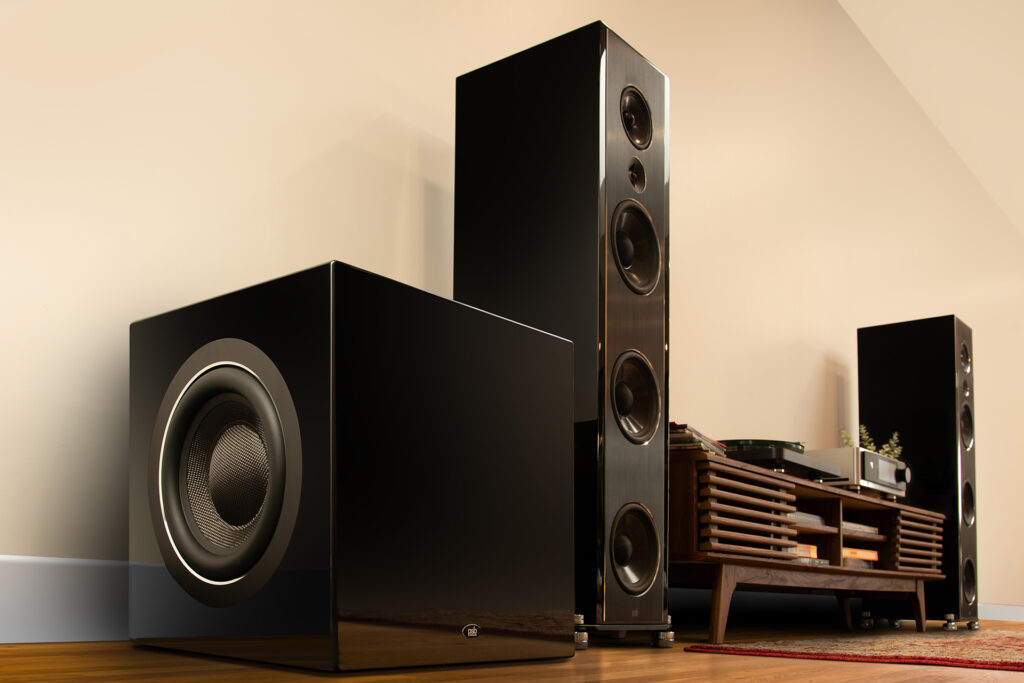The PSB BP-12 subwoofer in an audiophile family snapshot.