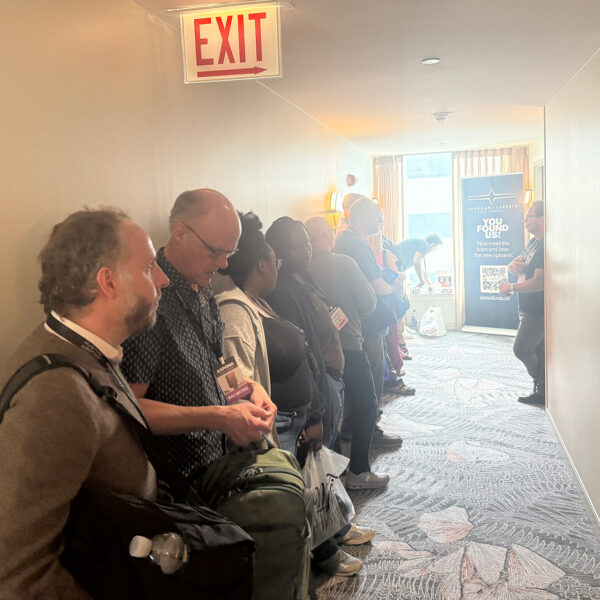 A long line at the Andrew Jones room at AXPONA 2026