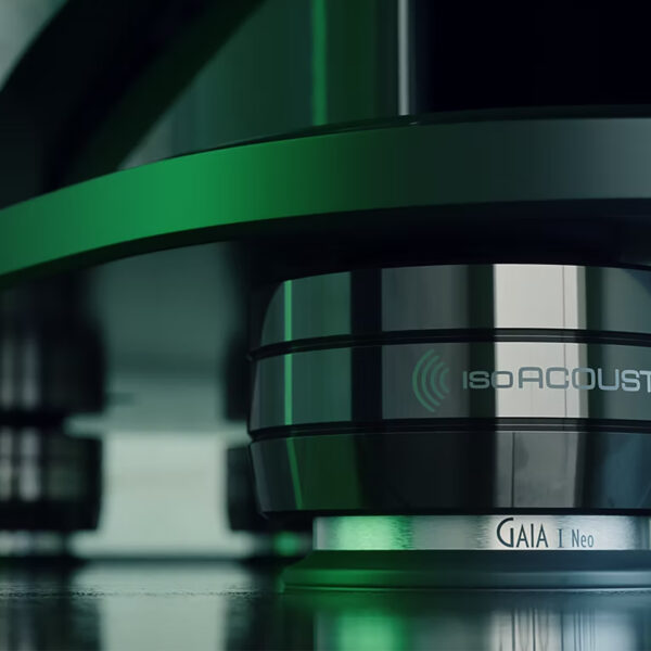 A close up of the IsoAcoustics Gaia 1 Neo feet.