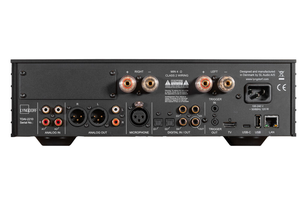A look at the rear panel on the Lyngdorf TDAI-2210