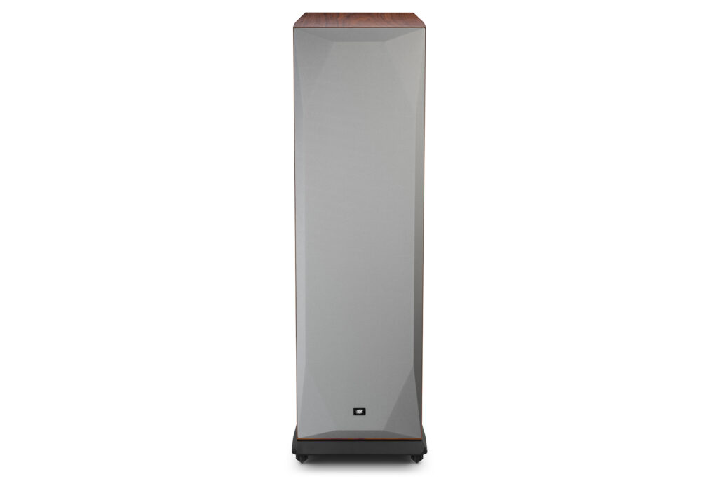 The The MOFI SourcePoint V10 Master Edition Loudspeaker with the grill on.