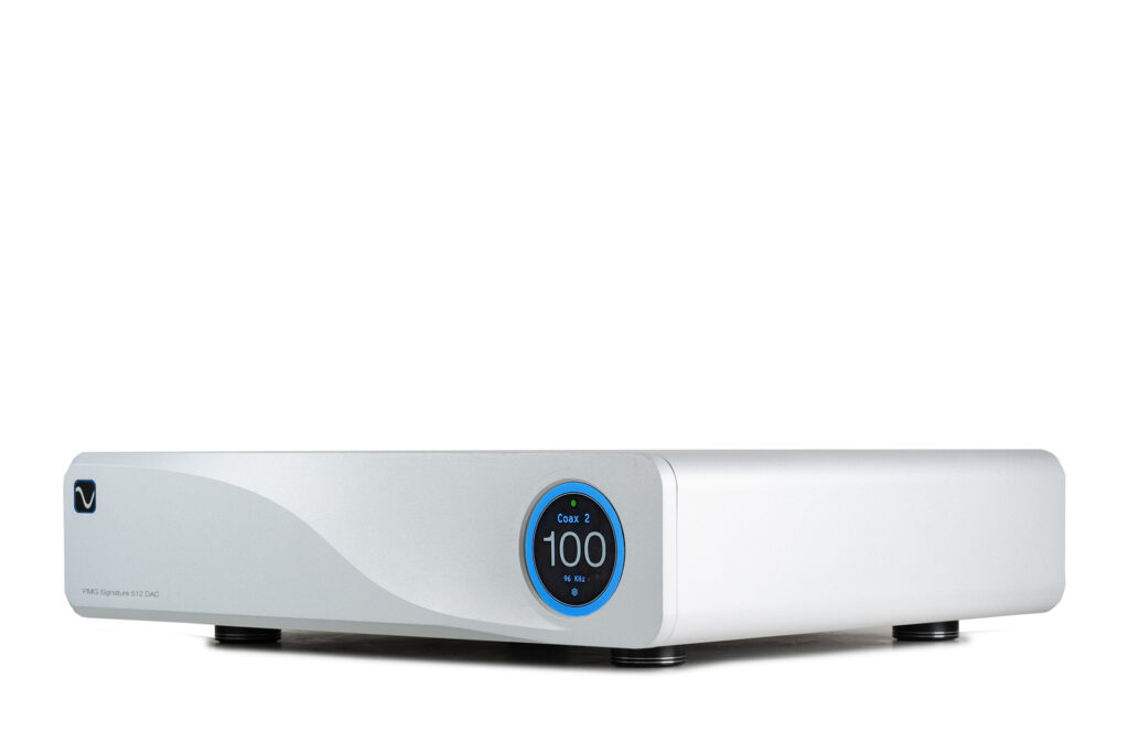 The PS Audio Signature 512 DAC in a sleek looking silver finish.