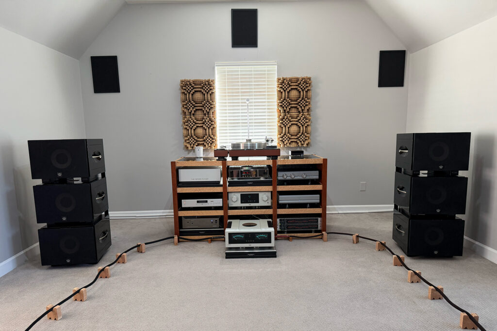 The REL S/550 Six Pack Line Array Sub Bass System at Paul Wilson's home.
