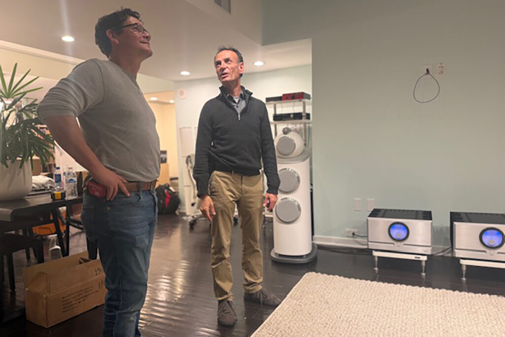 Anthony Grimani and Jerry's contractpor talking installation logistics.