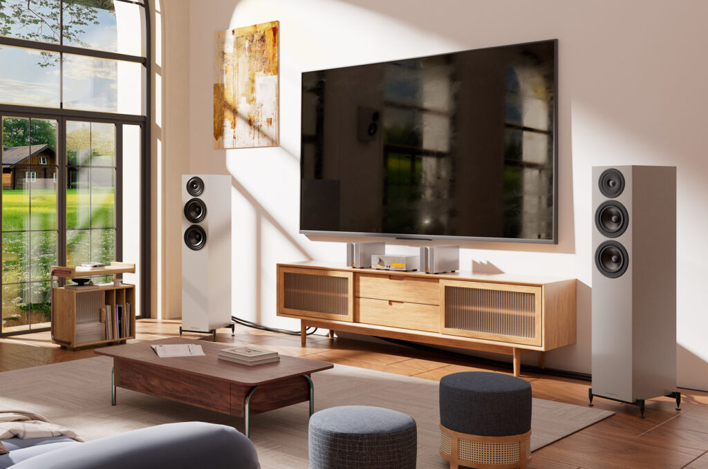 The Wharfedale 12.4i speakers out in the wild.
