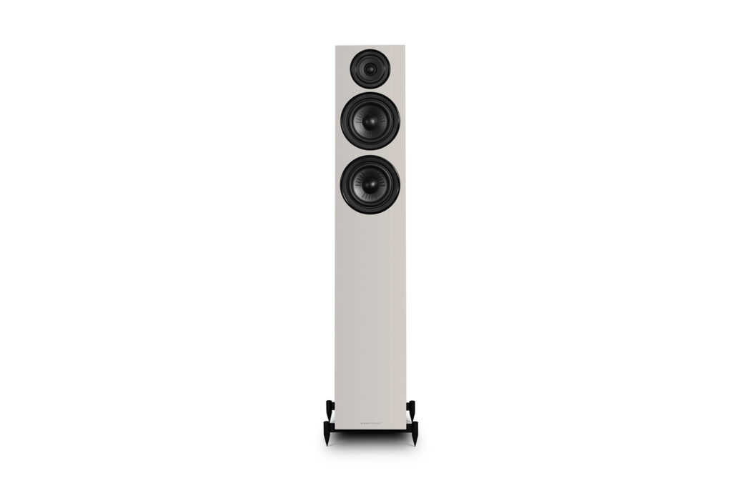A Wharfedale 12.4i speaker in white.