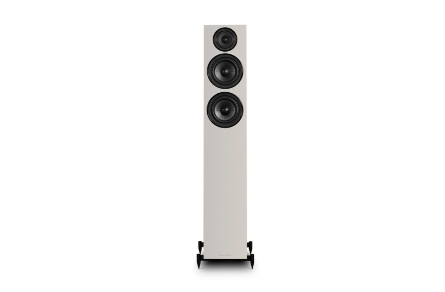 A Wharfedale 12.4i speaker in white.