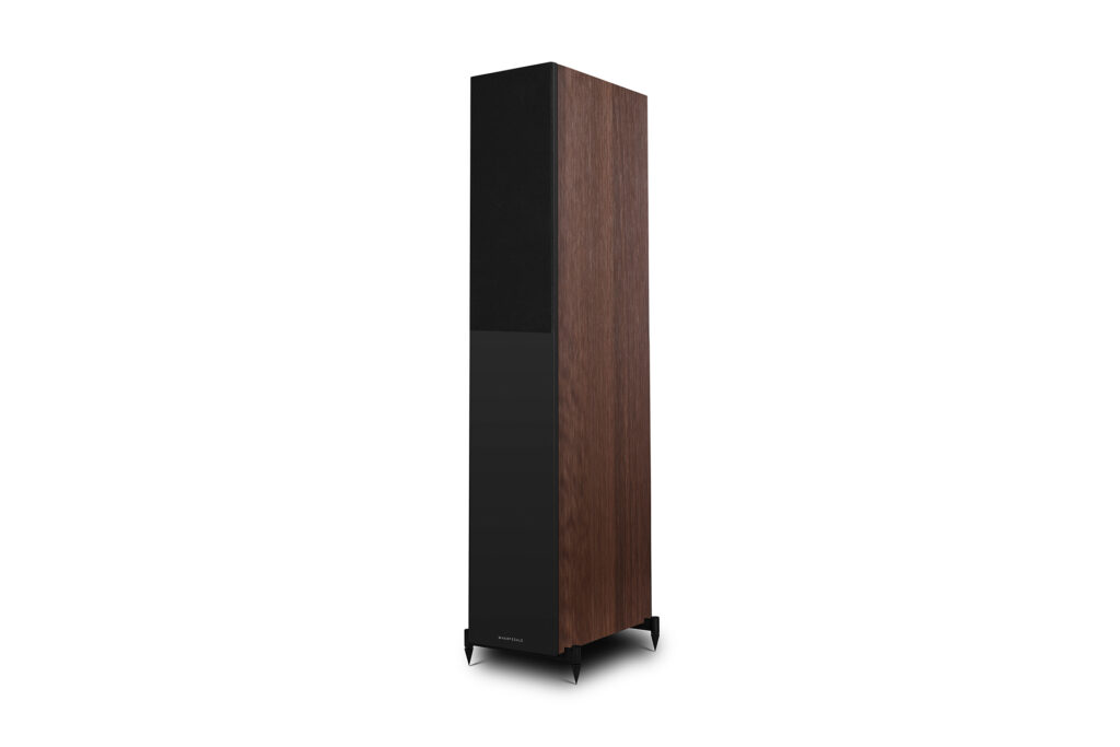 The Wharfedale 12.4i speakers in walnut