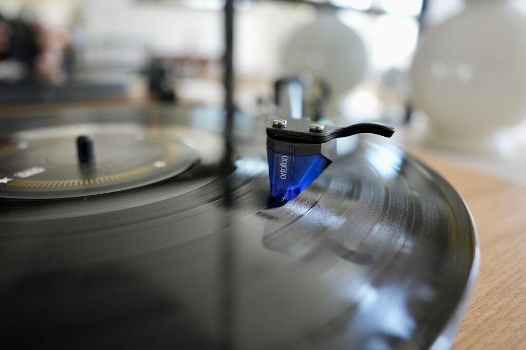 Needle down on the U-Turn Audio Orbit Theory turntable. 