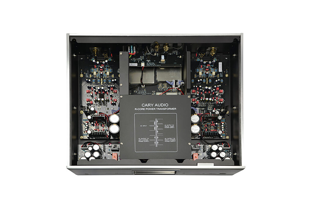 A topless view of the Cary Audio DMS 800 DAC-Streamer.