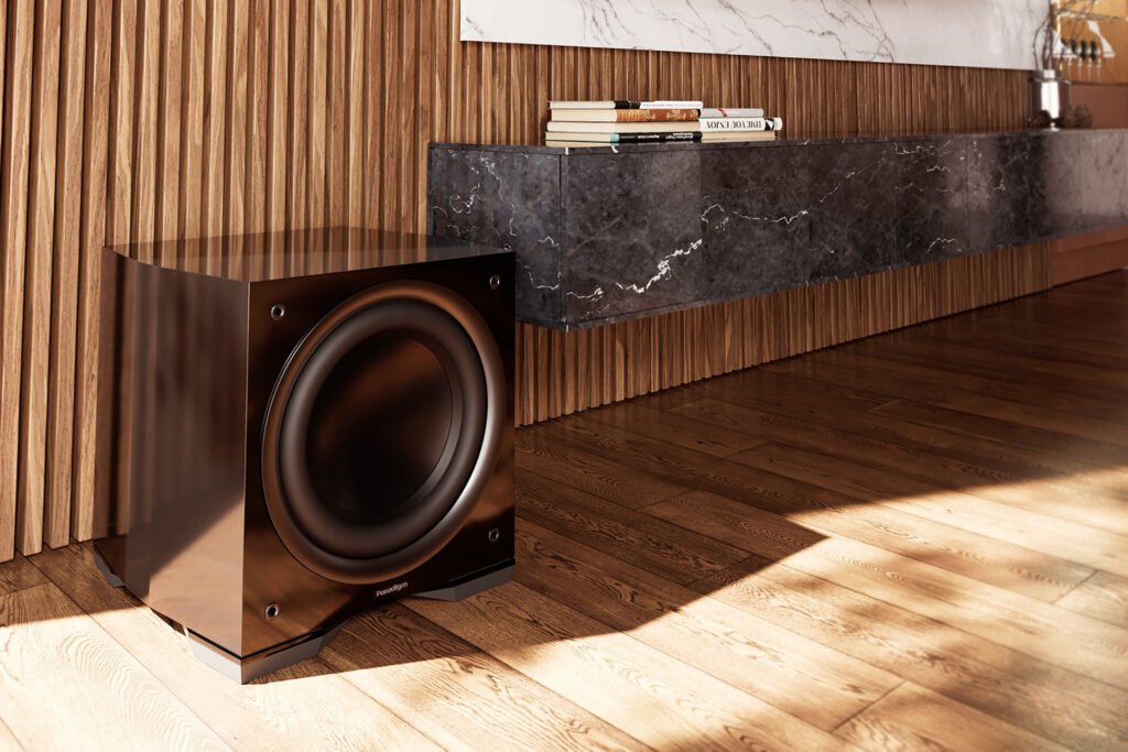 The Paradigm Defiance 10 Subwoofer with its family of audiophile products.