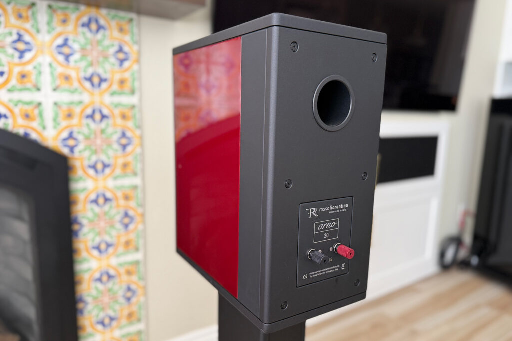 A look at the back of the Rosso Fiorentino Arno 20 speakers.