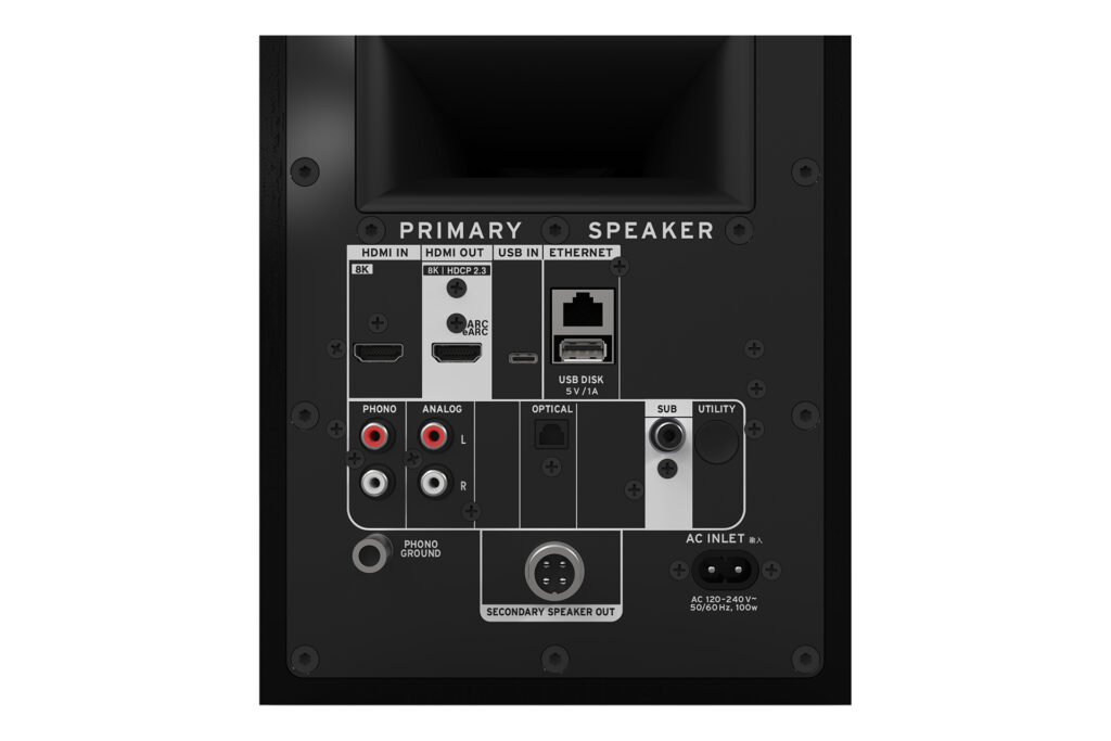 A look at the rear of one Klipsch The Fives.
