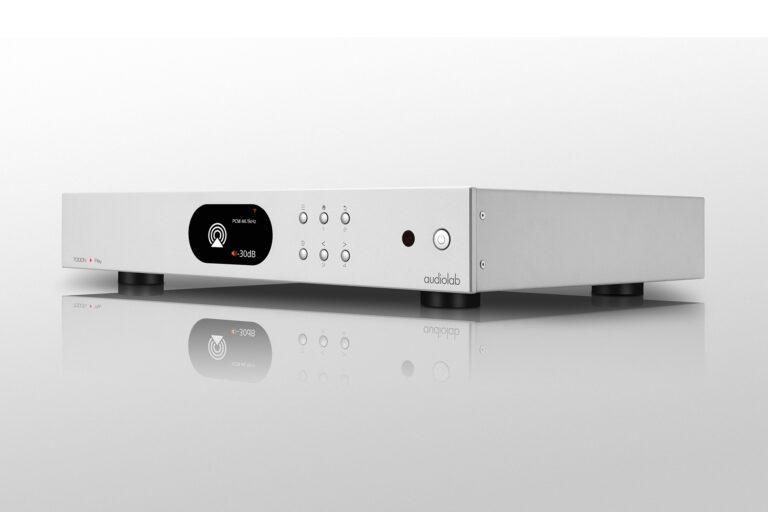 The Audiolab 7000N music streaming in silver.