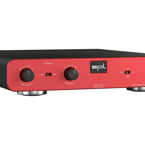 The SPL Phonos Phono stage in red.