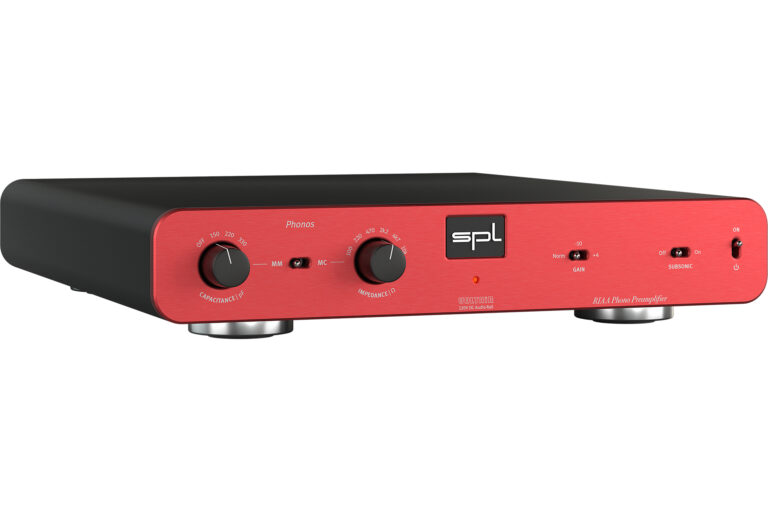The SPL Phonos Phono stage in red.