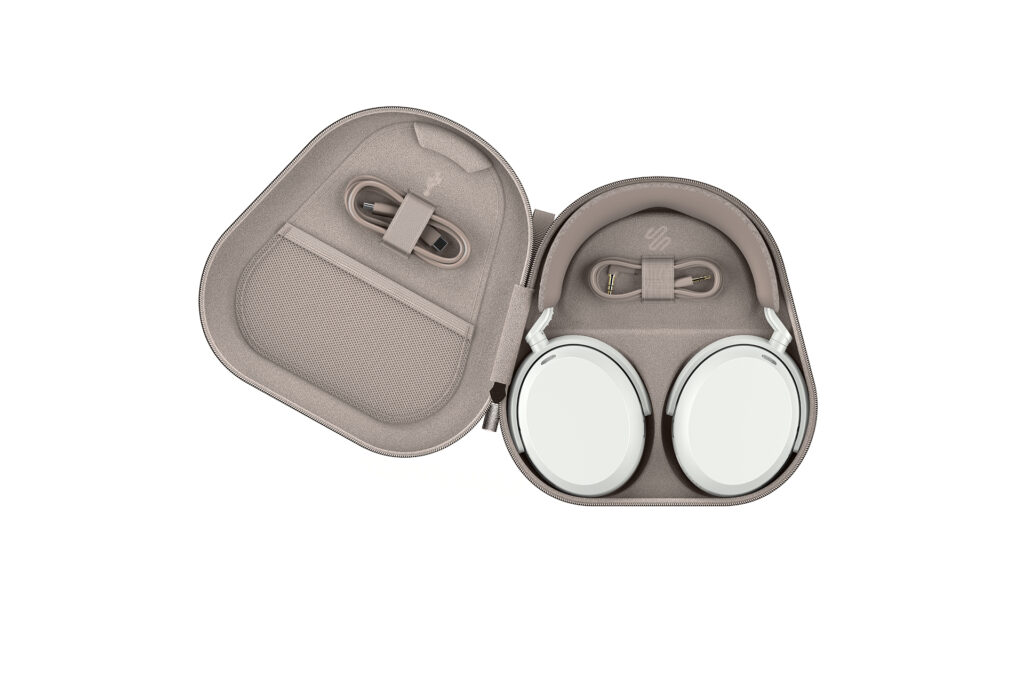 The Sennheiser MOMENTUM 5s store away nicely in their lightweight and sleek case.
