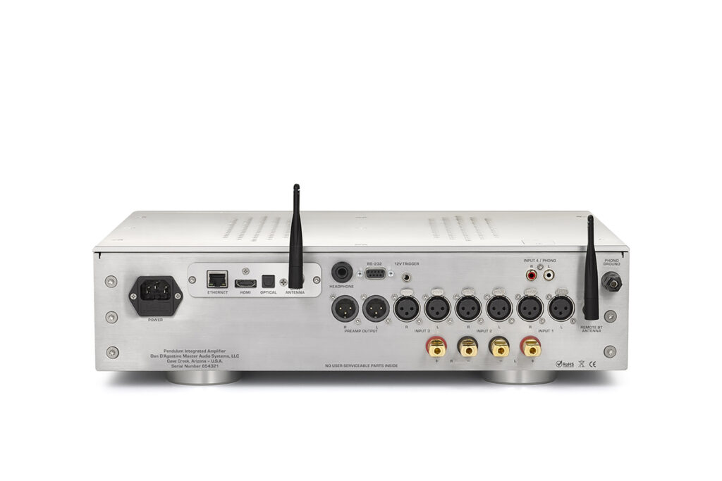 A look at the back of the Dan D'Agostino Pendulum integrated amp.